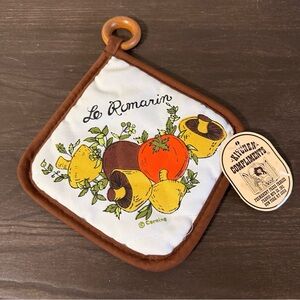 Corning Le Romarin Mushroom Potholder Wooden Hang Circle Vintage NWT Retro MCM